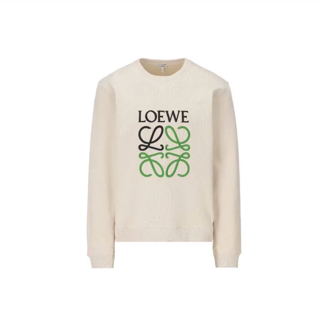 全新未使用 LOEWE/罗意威 字母印花圆领套头长袖卫衣 米色