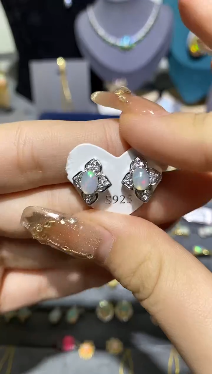 【闪购商品】欧泊耳钉合金欧泊耳钉