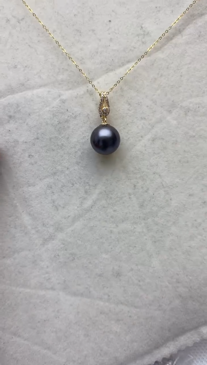 【闪购商品】海水珍珠吊坠(不含链)银S925镶嵌大溪地吊坠12mm