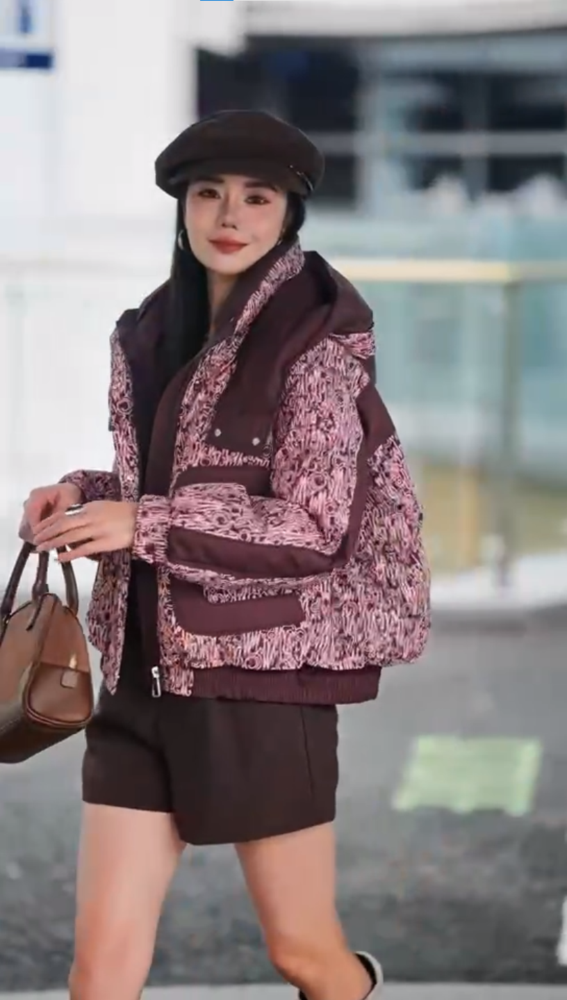 韩版加厚时尚冬季轻职风连帽中长款90白鸭绒