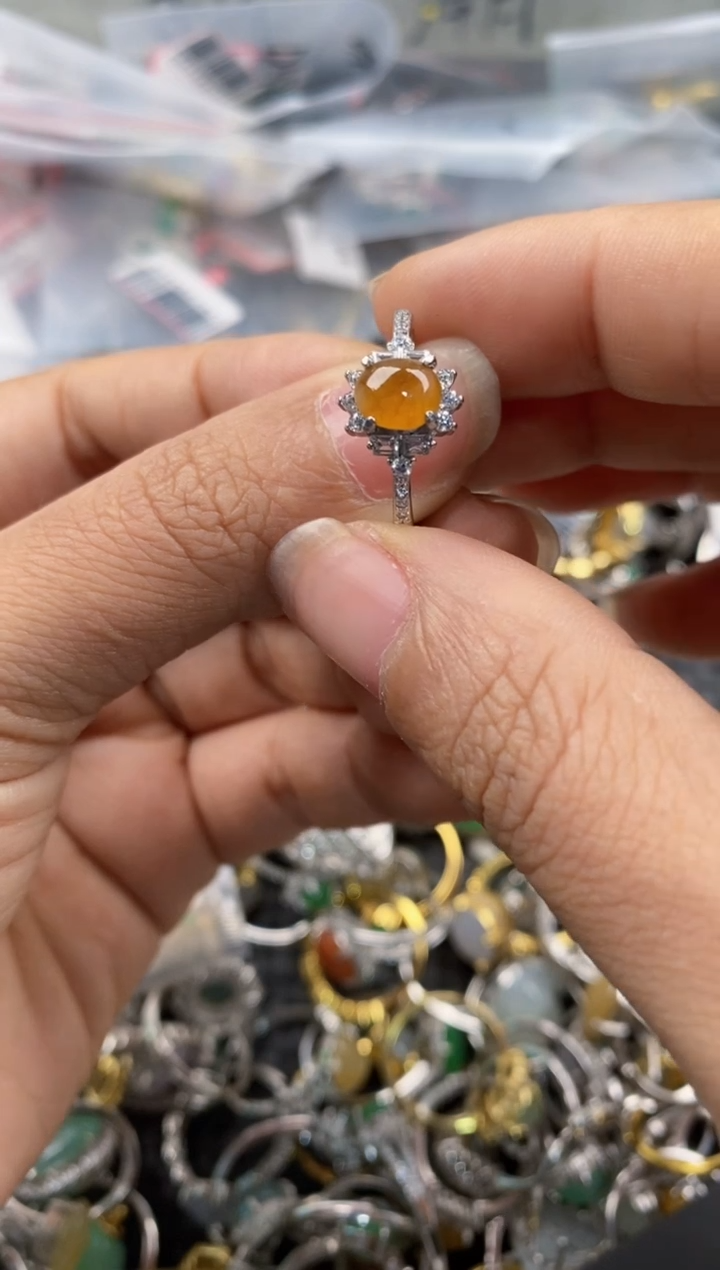 银S925镶嵌戒指翡翠77--8