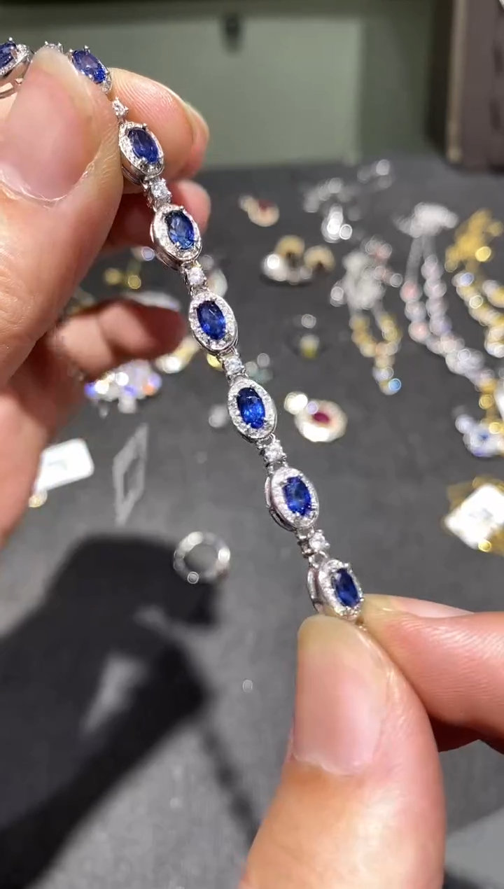 手链蓝宝石银S925镶嵌手链
