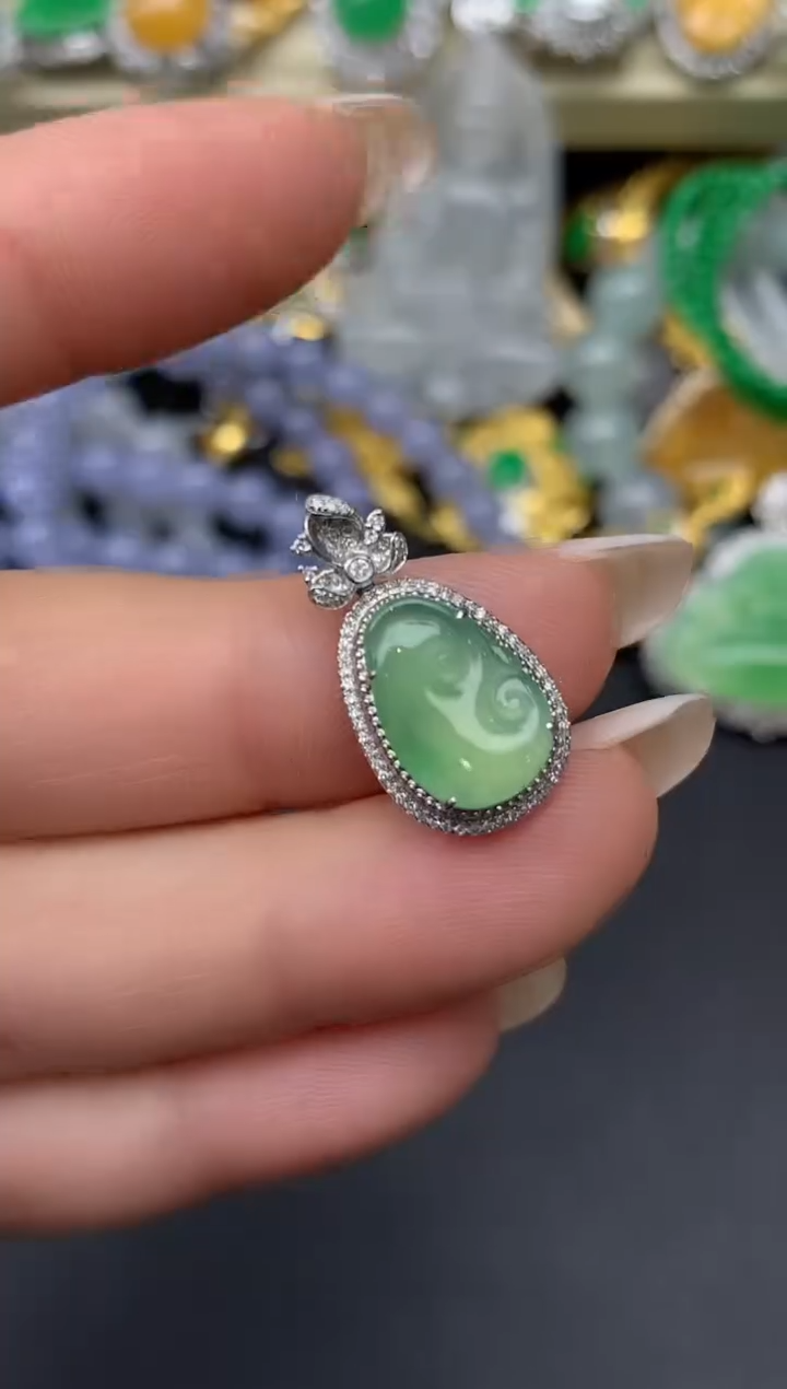 翡翠18K金镶嵌颈饰162-七夕珠宝季