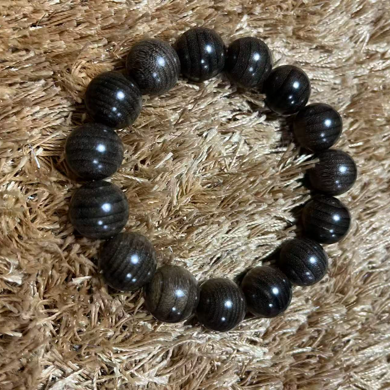 金丝楠木高品质阴沉绿老料水波纹 1.5规格15颗   158