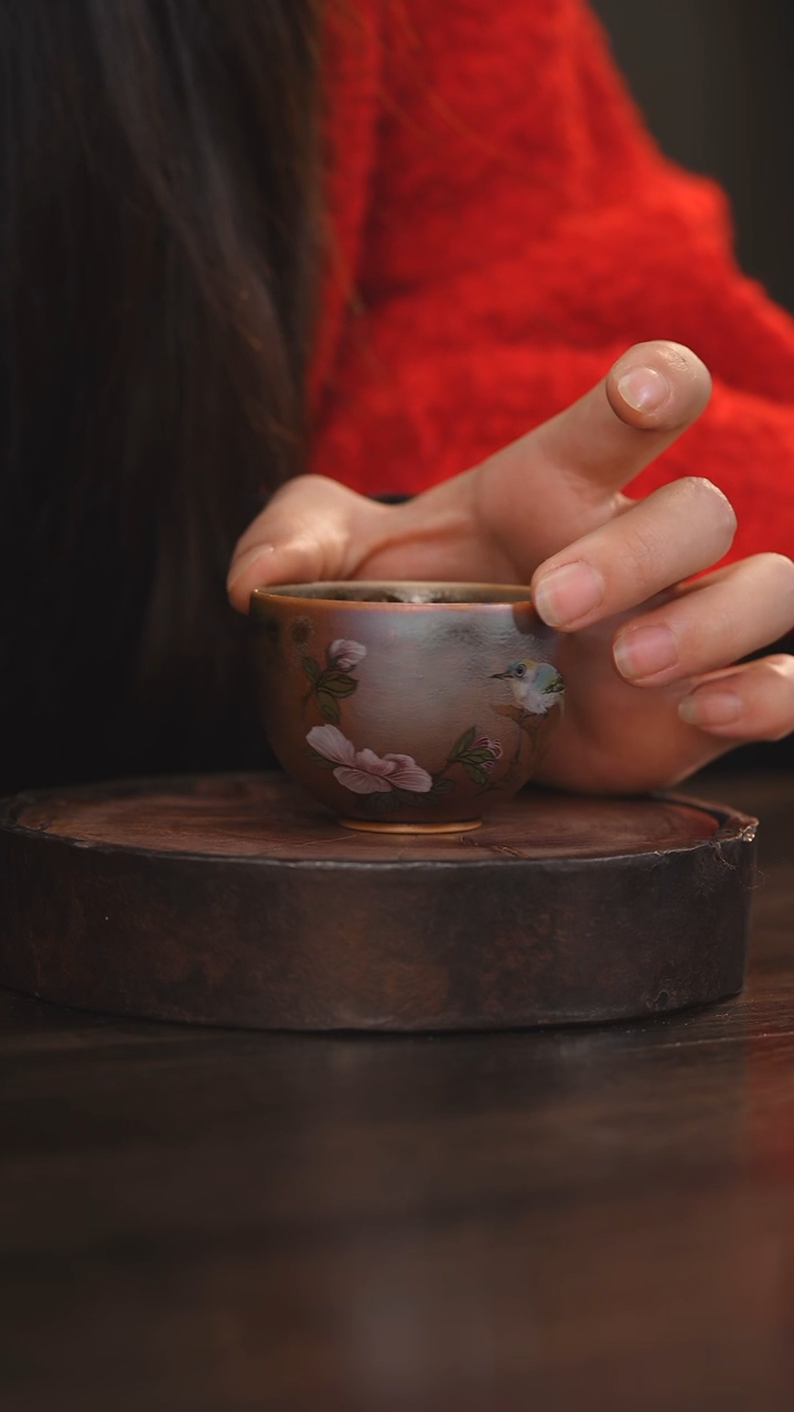 【闪购商品】杯73柴房陶瓷丨窑宝花鸟单杯