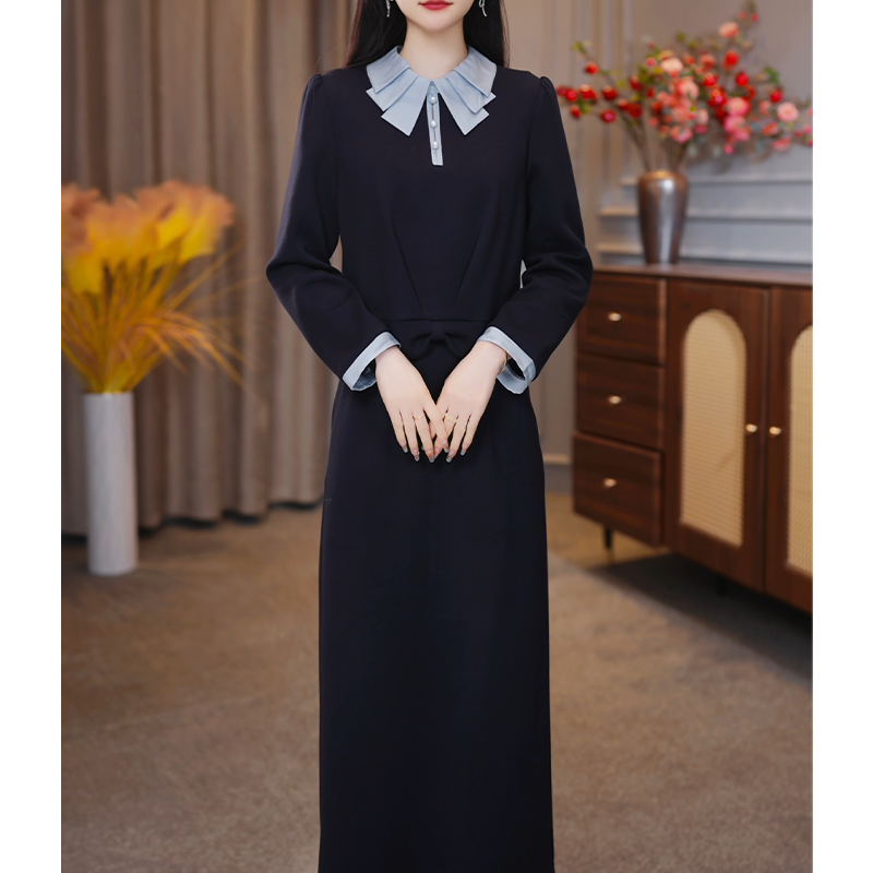 【定制套装】C502藏蓝色上衣配半身裙优雅气质时尚减龄休闲显瘦收腰