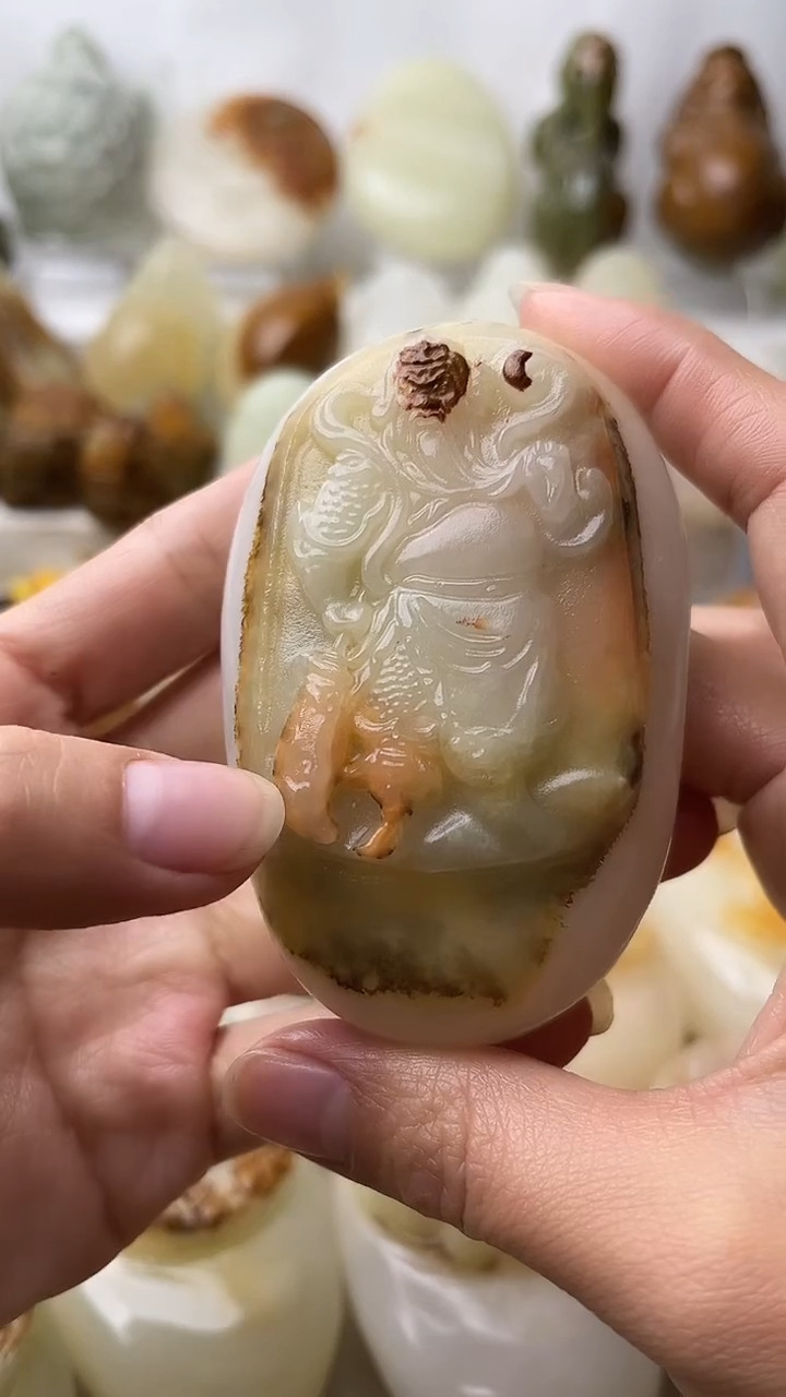 石材古青石棉纹正常不退换关公微瑕