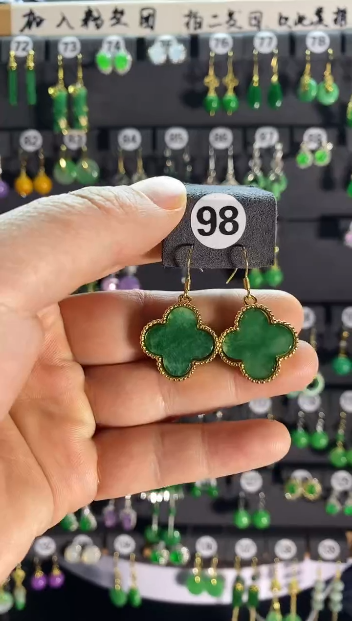 【闪购商品】翡翠耳饰银S925镶嵌98.....