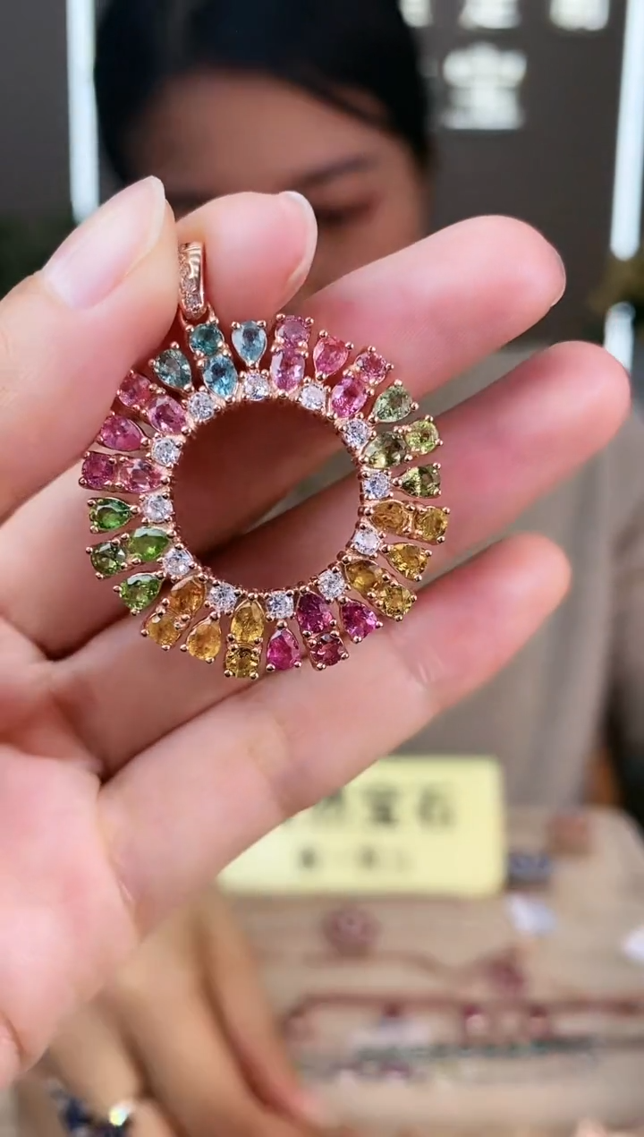 【闪购商品】碧玺颈饰银S925镶嵌颈饰