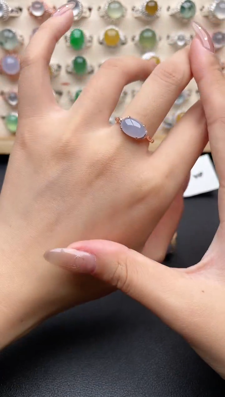 【闪购商品】翡翠戒指银S925镶嵌一物一证一礼盒