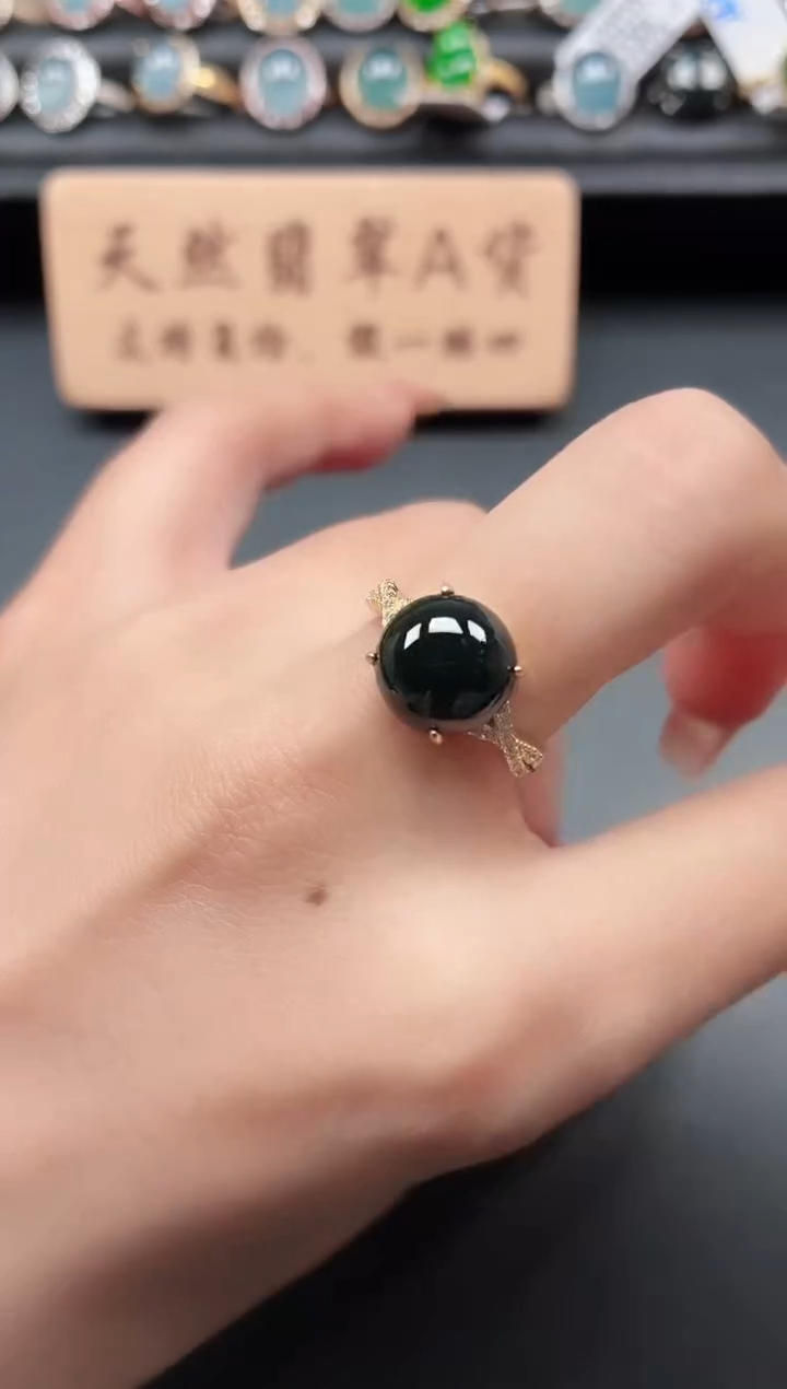 银S925镶嵌戒指翡翠11