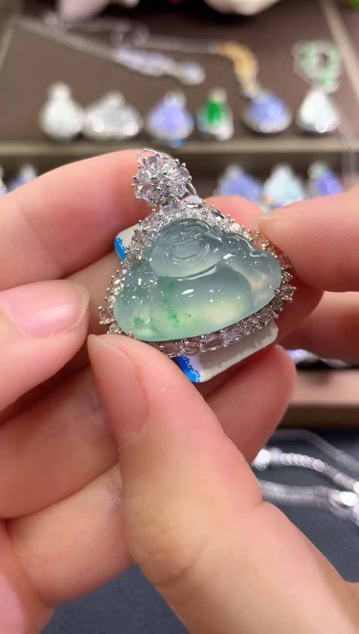 吊坠(不含链)18K金镶嵌翡翠B187