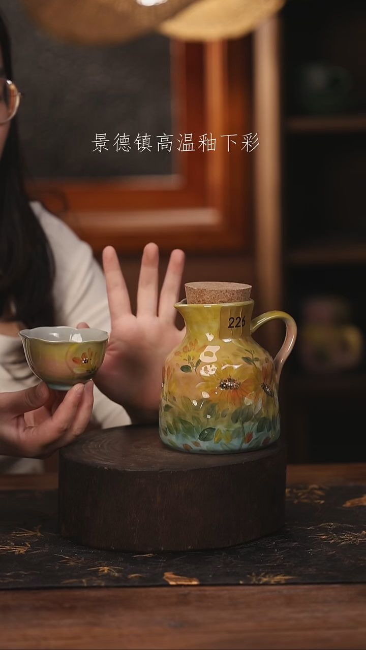 陶瓷景德镇高温釉下手绘陶瓷@L226@