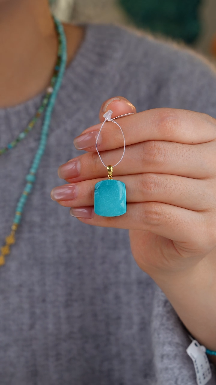 【闪购商品】绿松石吊坠(不含链)18K金镶嵌1