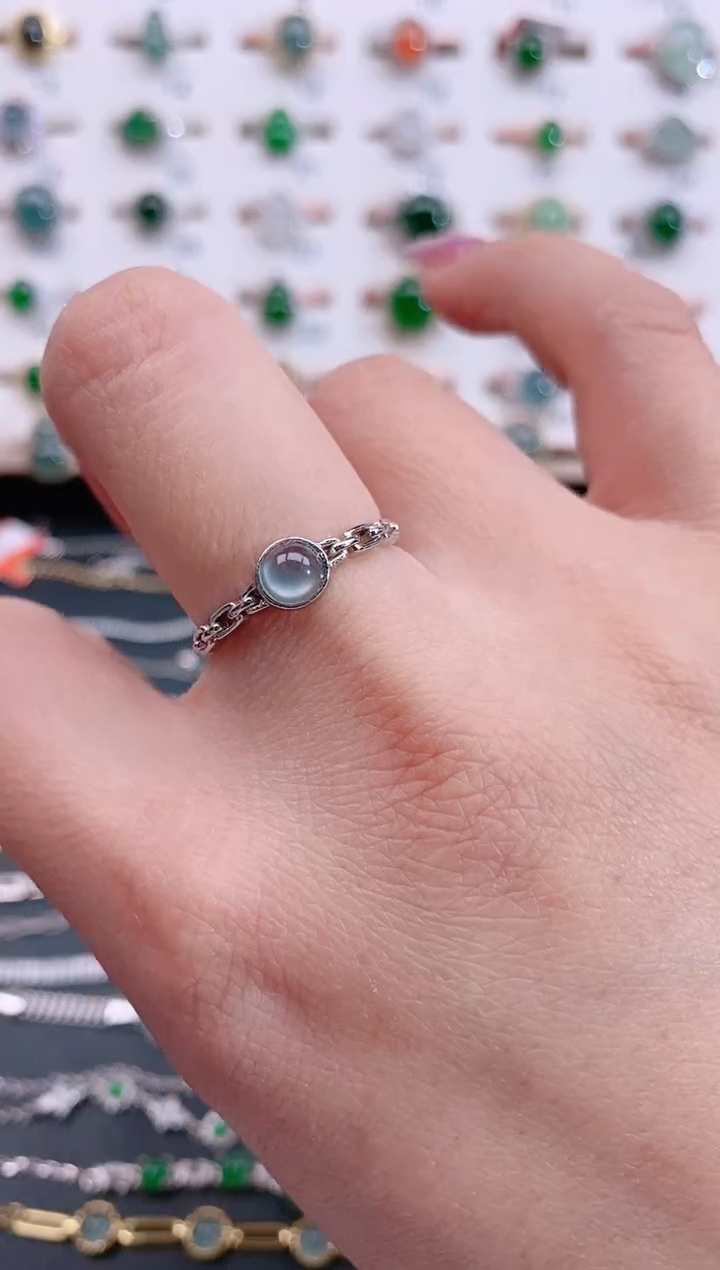 银S925镶嵌戒指翡翠天然翡翠