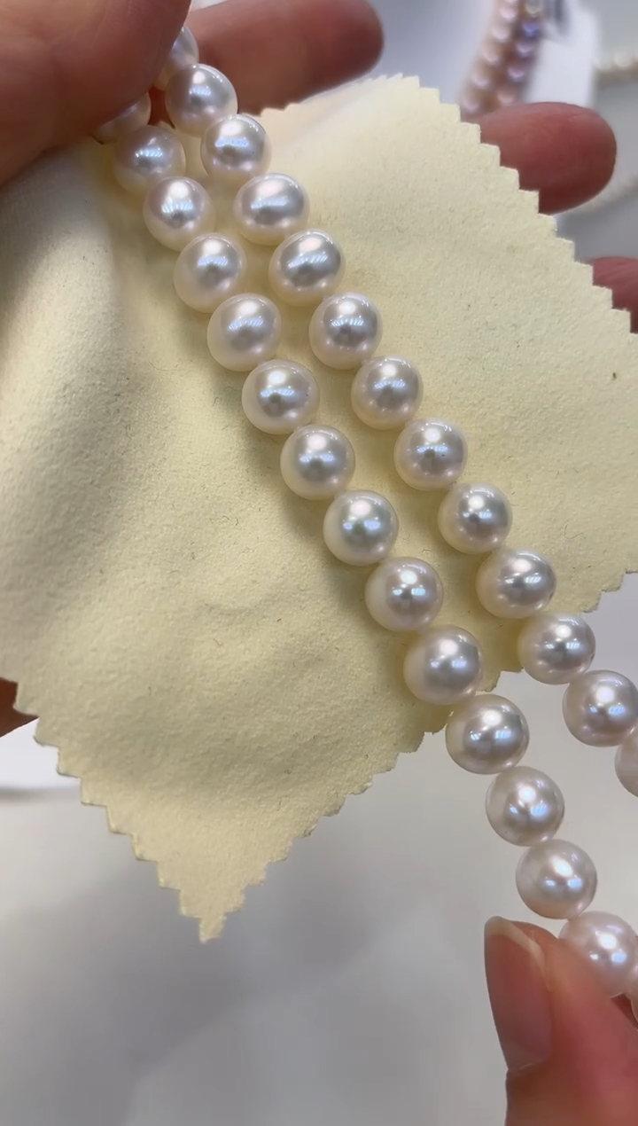 【闪购商品】淡水珍珠颈饰银S925镶嵌8.5-9.5mm无核白珠项链