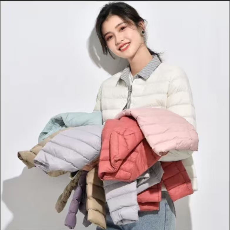 U家正品白鸭绒圆领羽绒服轻薄款短款超轻轻便外套附赠收纳袋