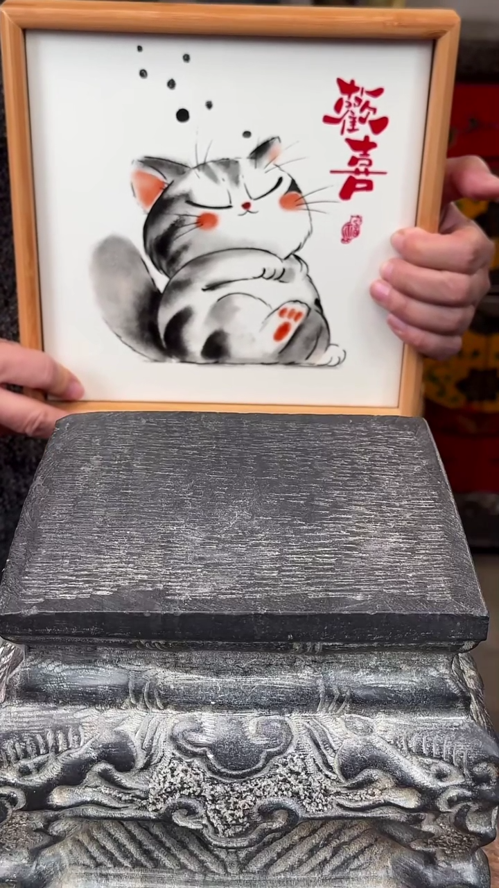 【闪购商品】摆件釉上彩陶瓷竹茶盘杯托