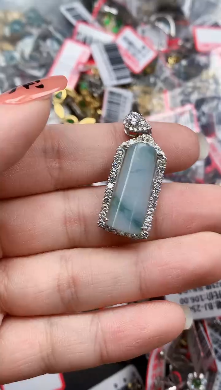 银S925镶嵌戒指翡翠天然A货缅甸翡翠