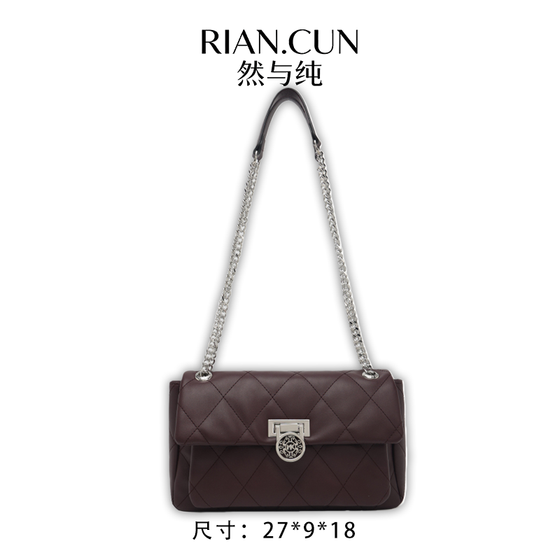 RAIN.CUN2025年新款时尚小众设计斜跨女包 FES-6186-紫红