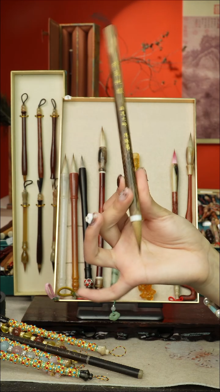 342号闪孤品高货毛笔链接 清水试笔 蘸墨不退