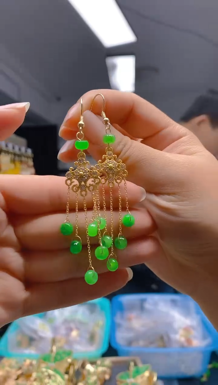 【闪购商品】翡翠耳饰合金0286翡翠耳钩