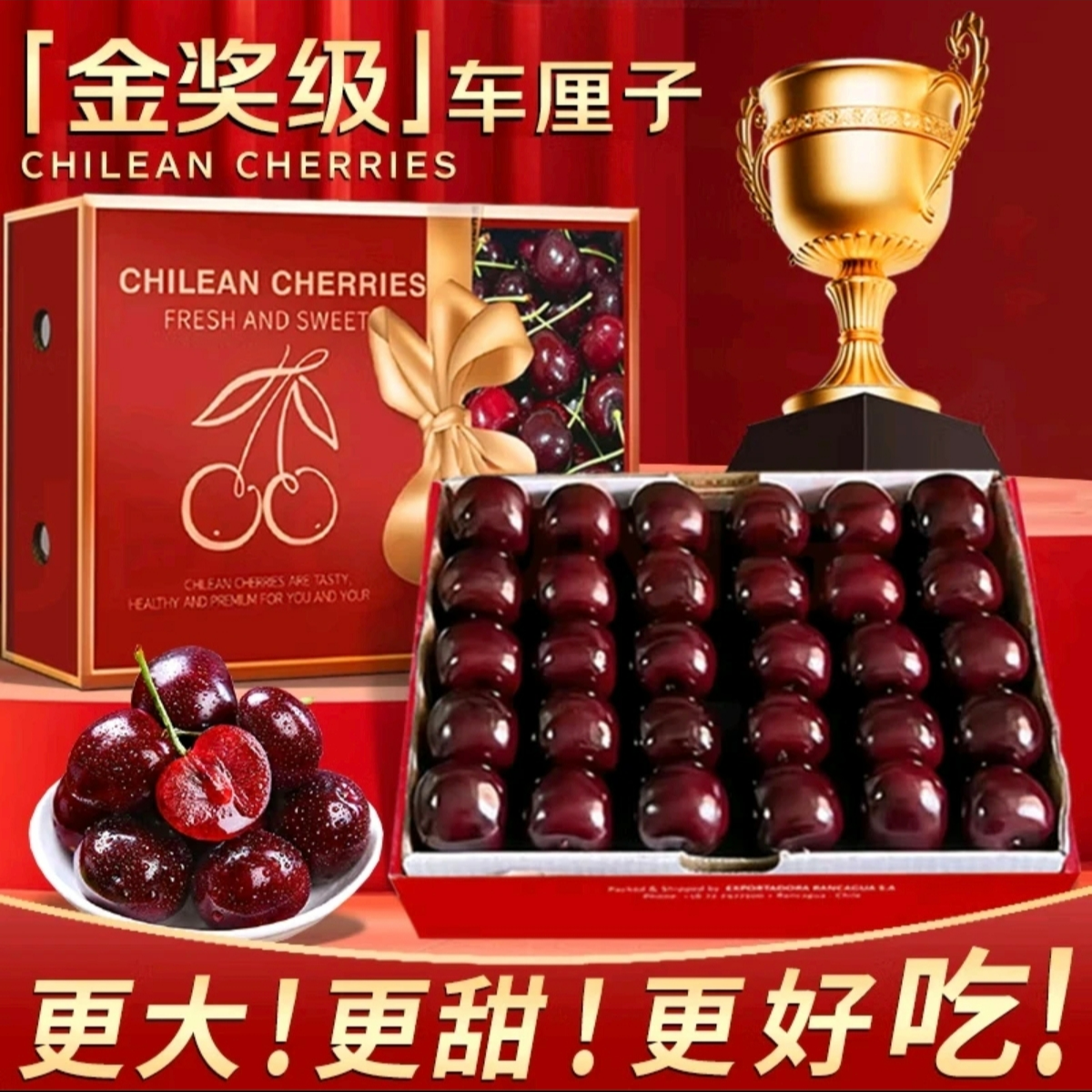 2JD-4JD智利进口海运桑提娜车厘子新鲜应季水果2500g内附果径卡-M
