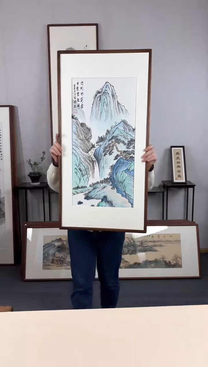 【闪购商品】国画手绘*坐看云起时*47*92cm实木框