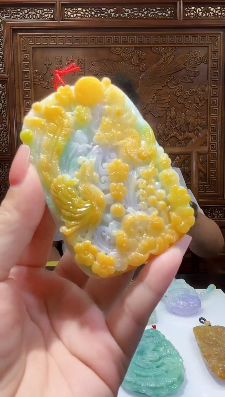 定制翡翠未镶嵌13/0809/C/发其一件/龙凤呈祥