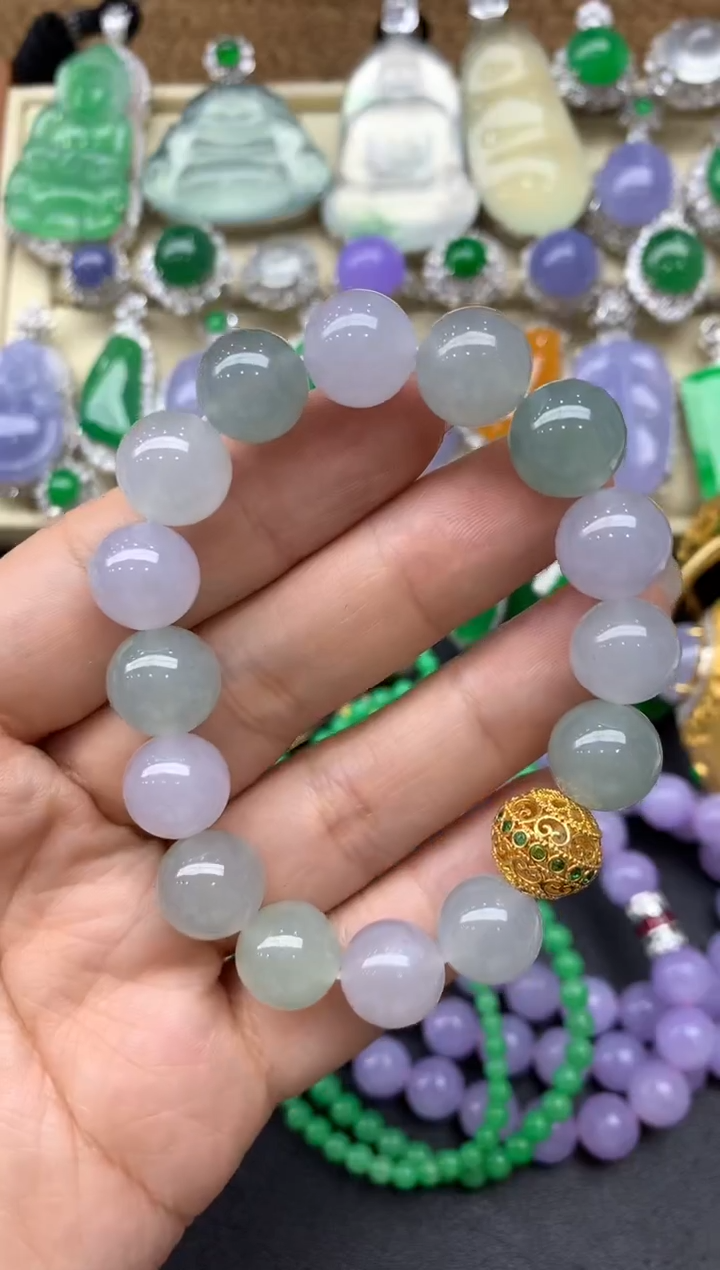 【闪购商品】翡翠手串18K金镶嵌123-中国好珍宝