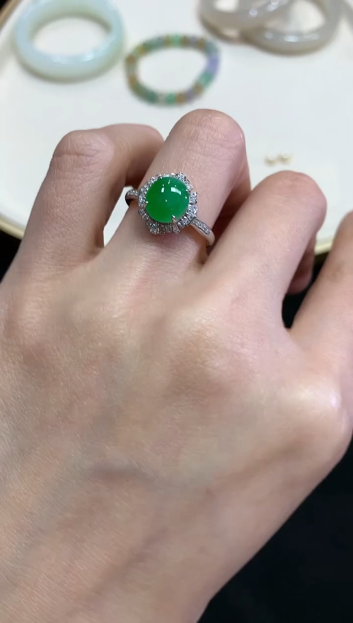 【闪购商品】翡翠戒指18K金镶嵌W477|5680