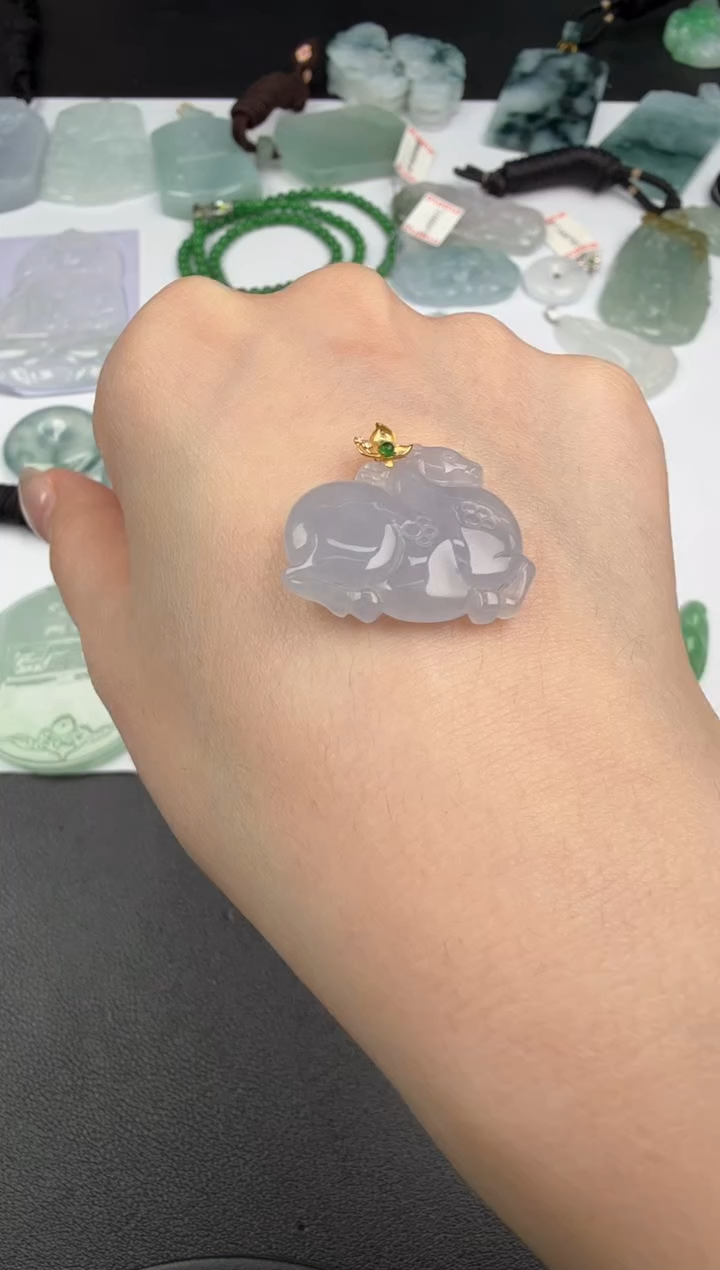 吊坠(不含链)18K金镶嵌翡翠-210翡翠饰品