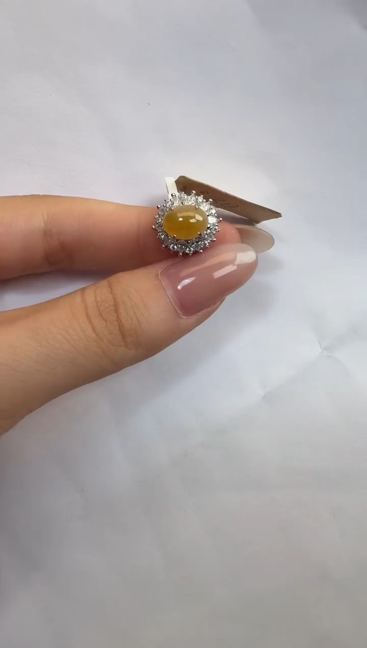 银S925镶嵌戒指翡翠925银镶A货翡翠戒指131