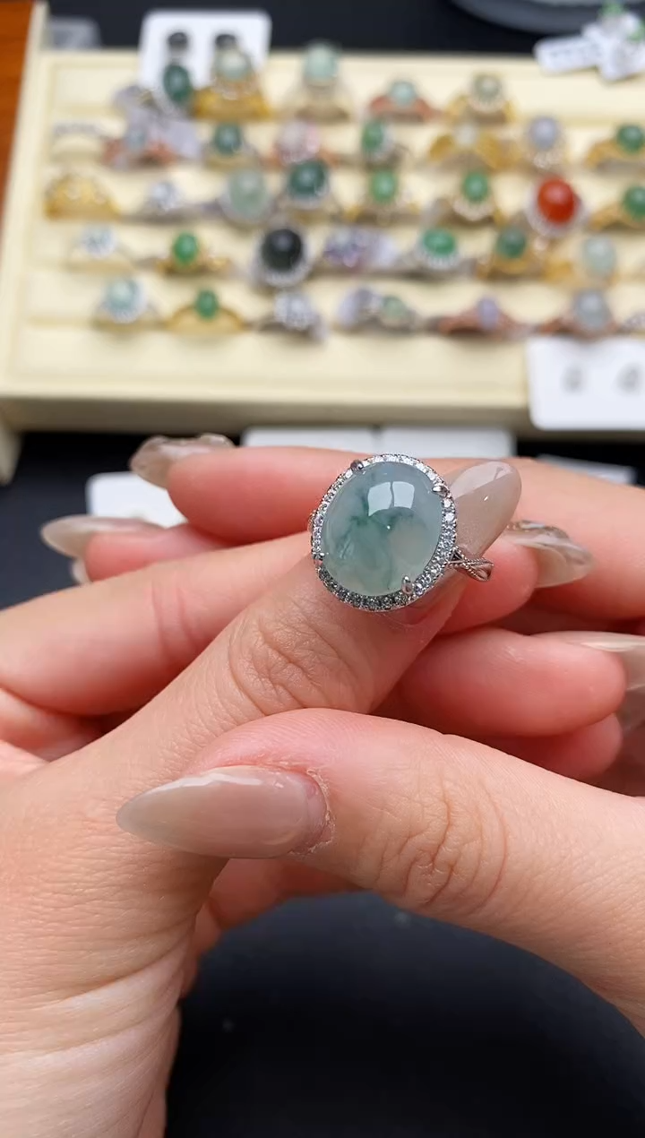 【闪购商品】翡翠戒指银S925镶嵌22222222+5