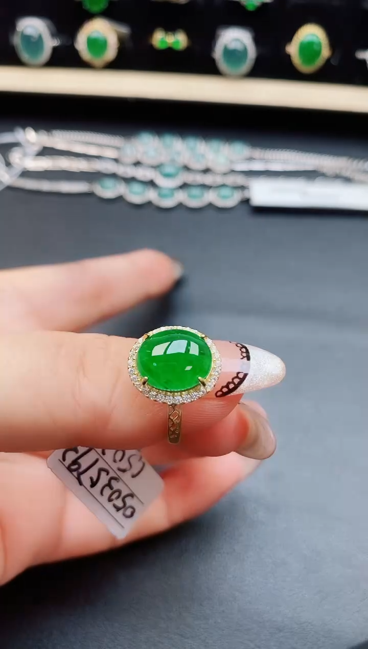 翡翠戒指银S925镶嵌508050