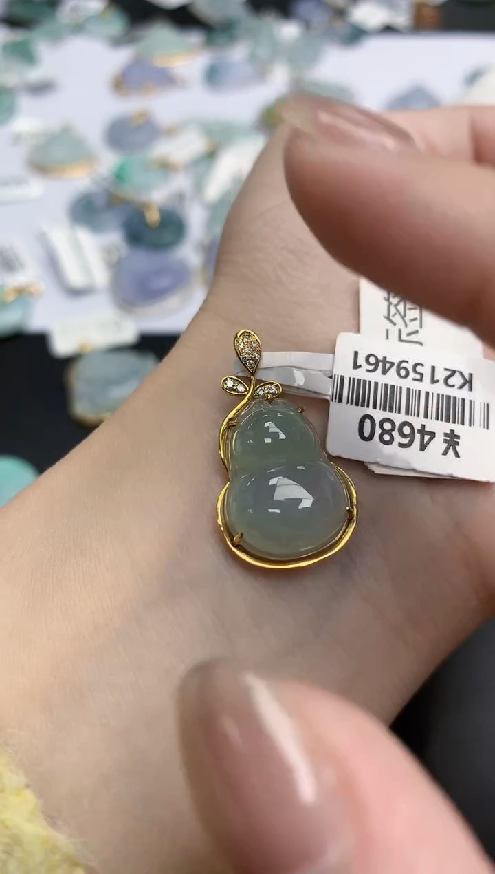 【闪购商品】翡翠颈饰18K金镶嵌天然缅甸翡翠A货