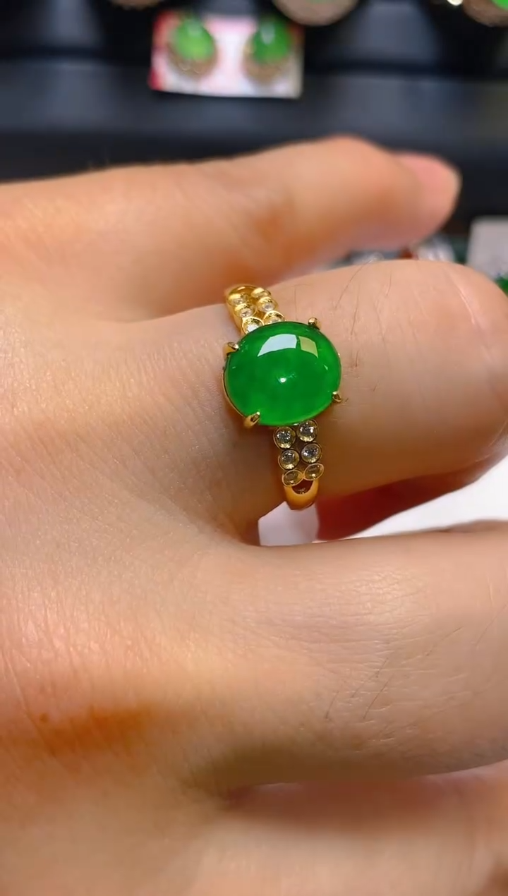 【闪购商品】翡翠耳饰银S925镶嵌天然A货翡翠1