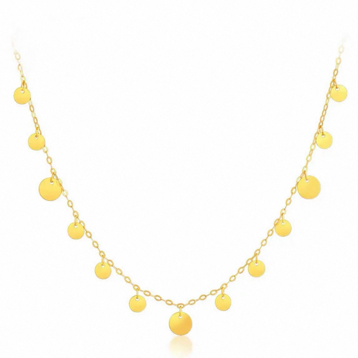 【荟万福】正品18K金Au750爆闪圆片套链可调节气质轻奢时尚百搭仙女