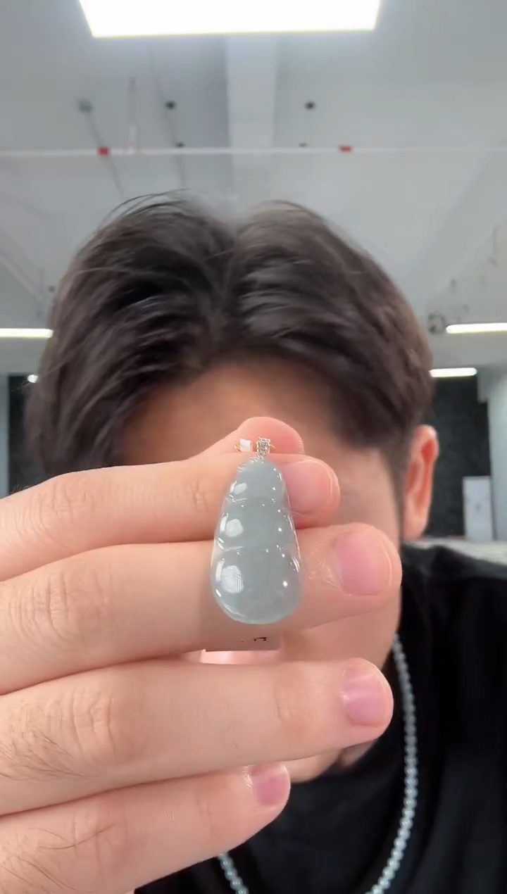 吊坠(不含链)18K金镶嵌翡翠翡翠福豆吊坠