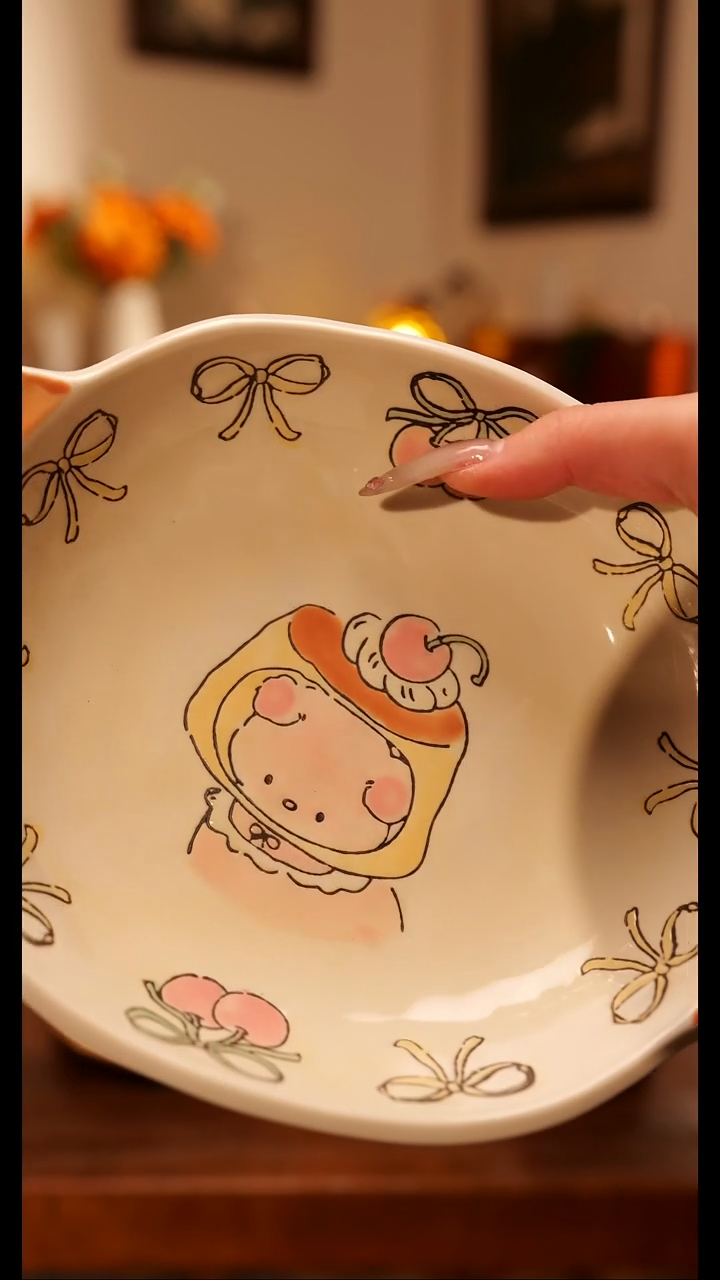 陶瓷便携款阿满布丁小猪盘子  