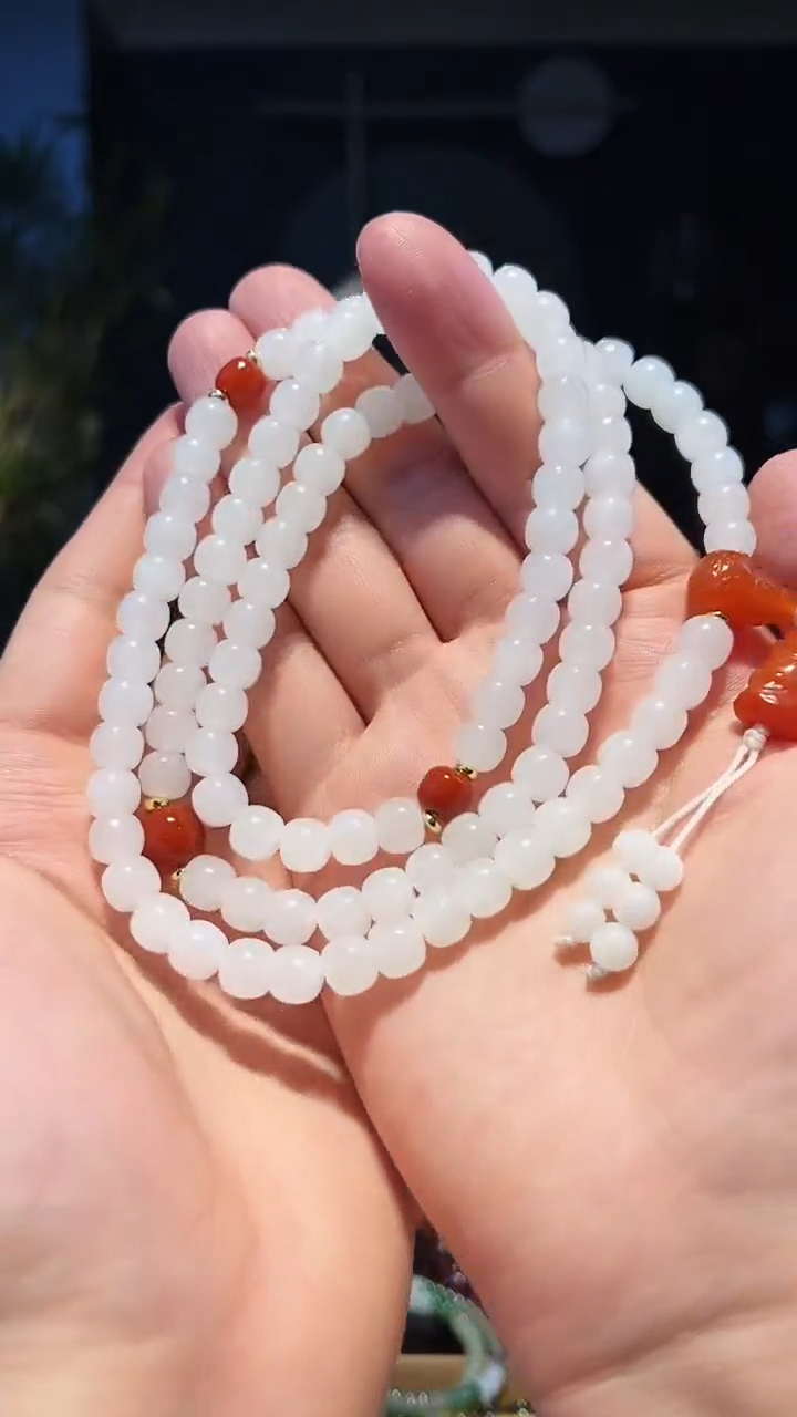 【闪购商品】和田玉手链未镶嵌8+108多圈-黑