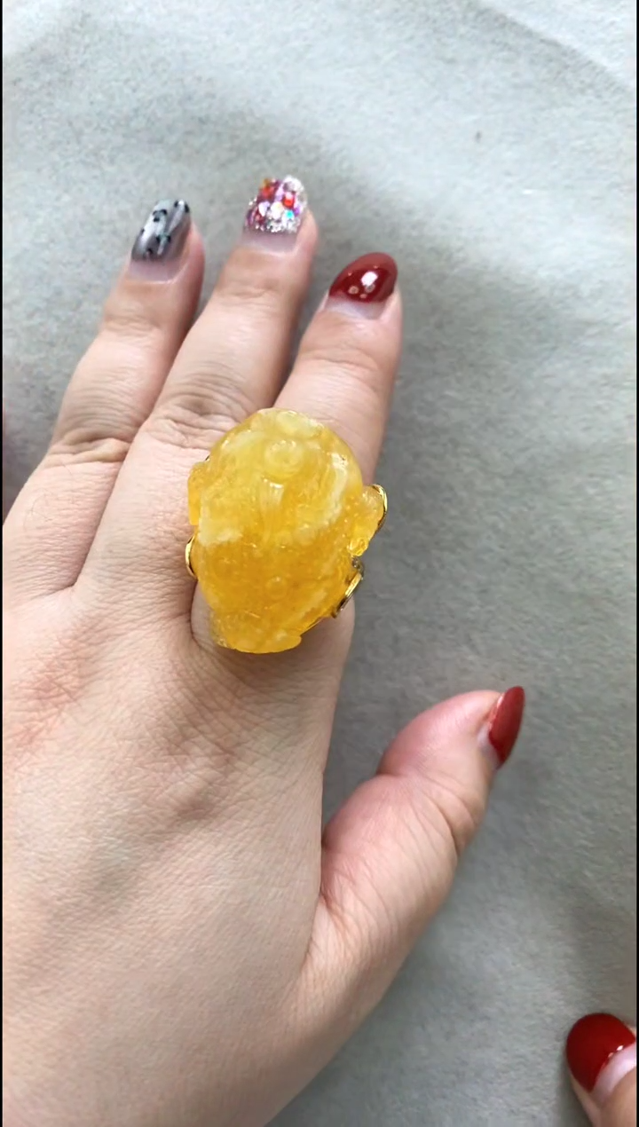 【闪购商品】琥珀戒指银S925镶嵌戒指