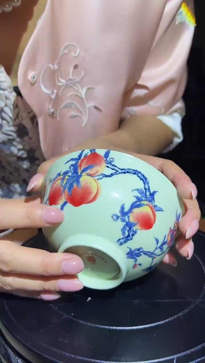 碗瓷绿稀土寿桃5英寸碗