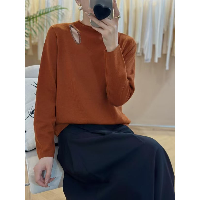 7088女针织衫2025春季新款长袖气质设计感上衣薄款洋气