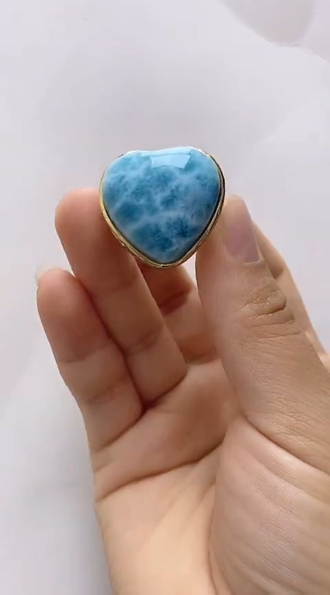 【闪购商品】针钠钙石（海纹石）戒指银S925镶嵌海纹石戒指