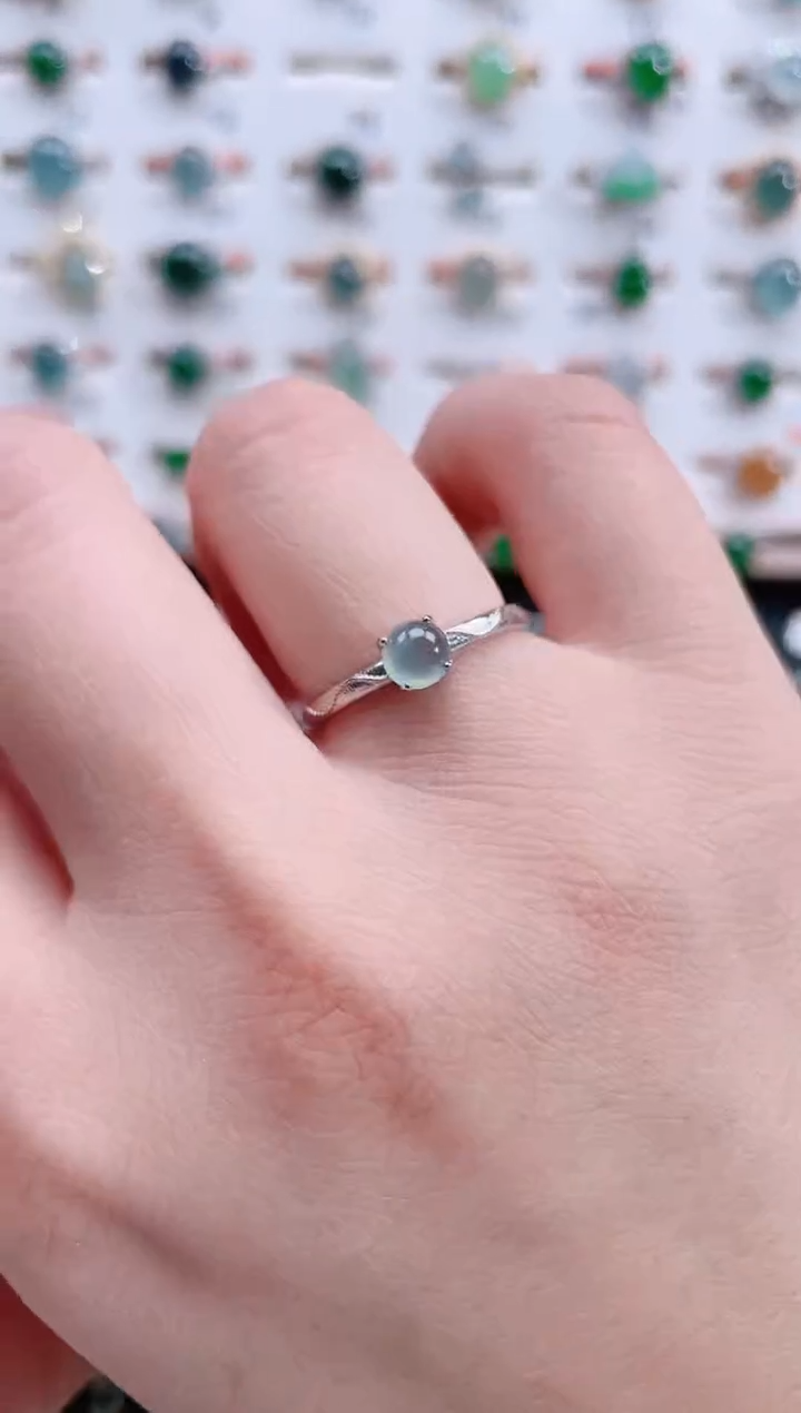 银S925镶嵌戒指翡翠天然翡翠