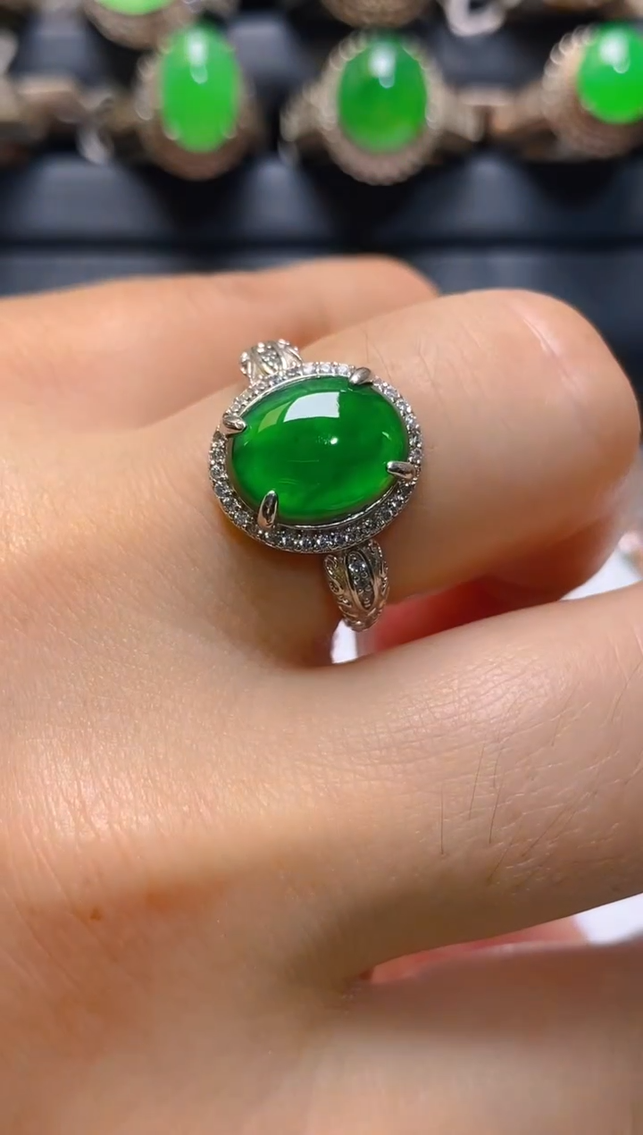 【闪购商品】翡翠耳饰银S925镶嵌天然A货翡翠1