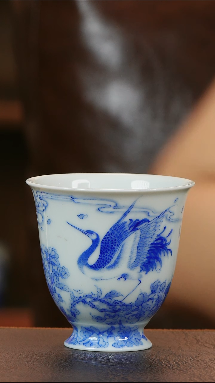 青山赋仙鹤主人杯陶瓷
