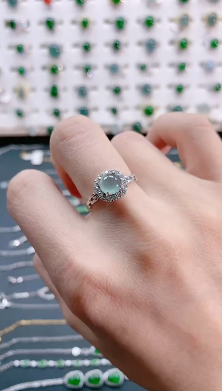 【闪购商品】翡翠戒指银S925镶嵌天然翡翠