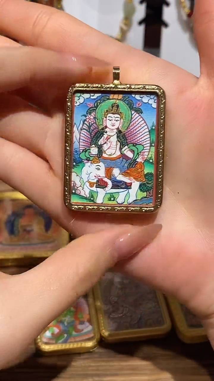 吊坠熠*纯手绘普贤老师唐卡